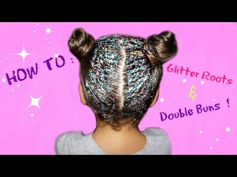 How To Quick Glitter Roots Double Buns Hair Tutorial Tumblr