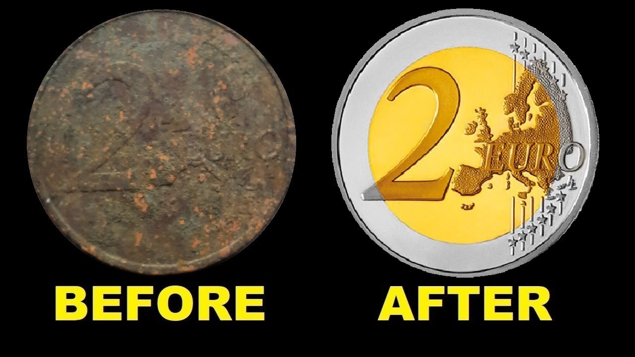 Comment nettoyer une pièce de 2 euros au dremel / How to Clean a 2 euro
