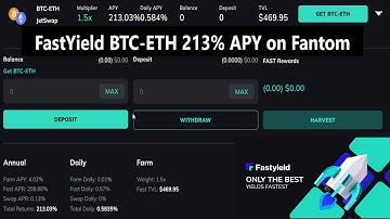 Fantom Defi:  Use Yield Aggregator FastYield and Earn 250% APR on BTC ETH LP Pairs