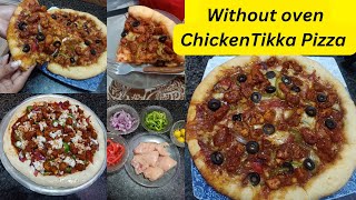 Pizza Recipe Without oven By bk bushra kitchen|Pizza Dough Recipe |Pizza Sauce Recipe |chicken pizza
