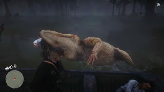 If Arthur doesn't shoot at the Giant Alligator, you can get this funny scene