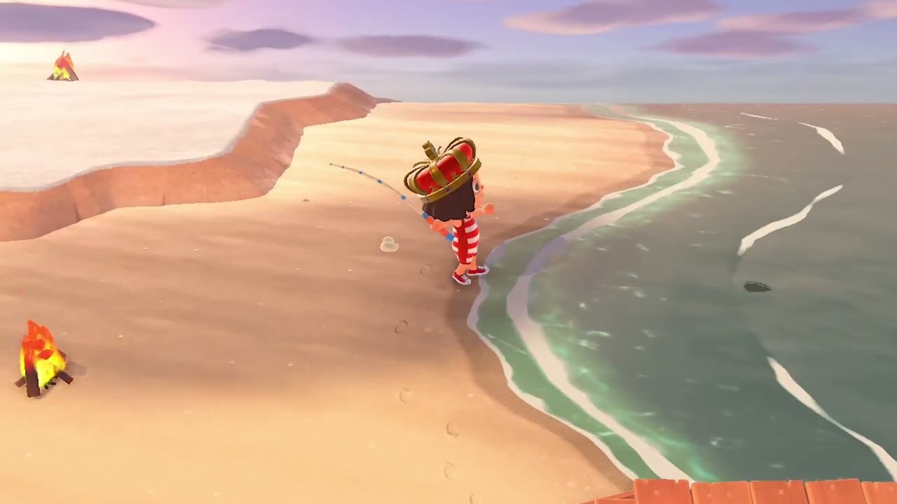 Animal Crossing New Horizons Fishing Catching a Horse Mackerel