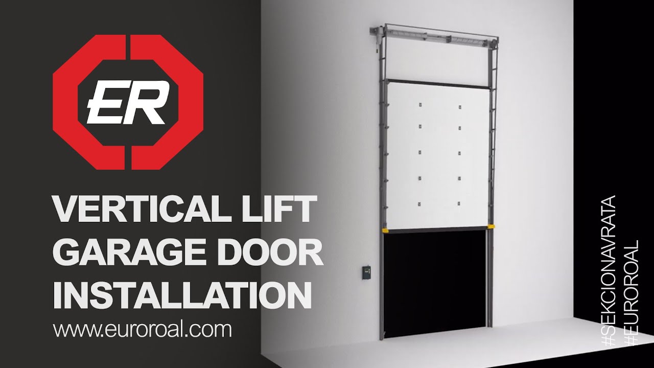 Vertical lift garage door installation - YouTube