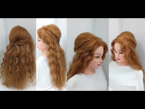 Braided Puff with curls: Wedding Hairstyles - YouTube
