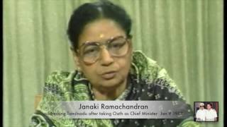 MGR Janaki Addressing Tamilnadu after being sworn in as Chief Minister