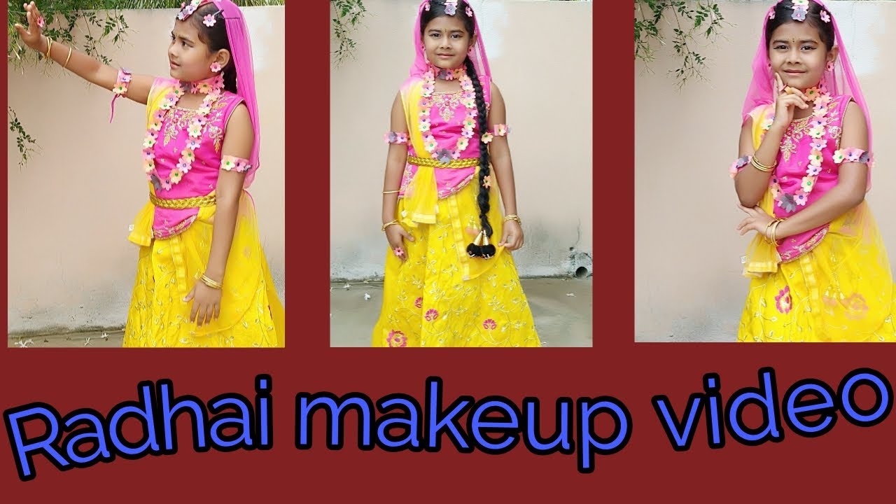 Radhai easy makeup looks for kids#janmashtami radha costume - YouTube