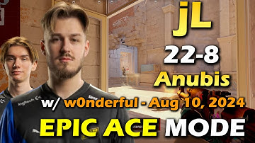 EPIC ACE MODE By jL 22-8 w/ w0nderful on Anubis - FACEIT RANKED - Aug 10, 2024