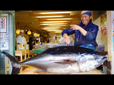 マグロ解体ショーに密着 - 職人の捌き方 - Tuna Master’s Amazing Cutting Show - Japanese Street food - 築地寿司一番