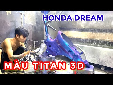 Sơn màu titan 3D đổi màu cho sườn xe Honda Super Dream cực đẹp - YouTube