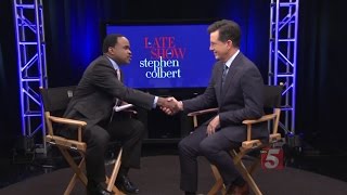 Lelan Statom Welcomes Stephen Colbert to CBS and NewsChannel5
