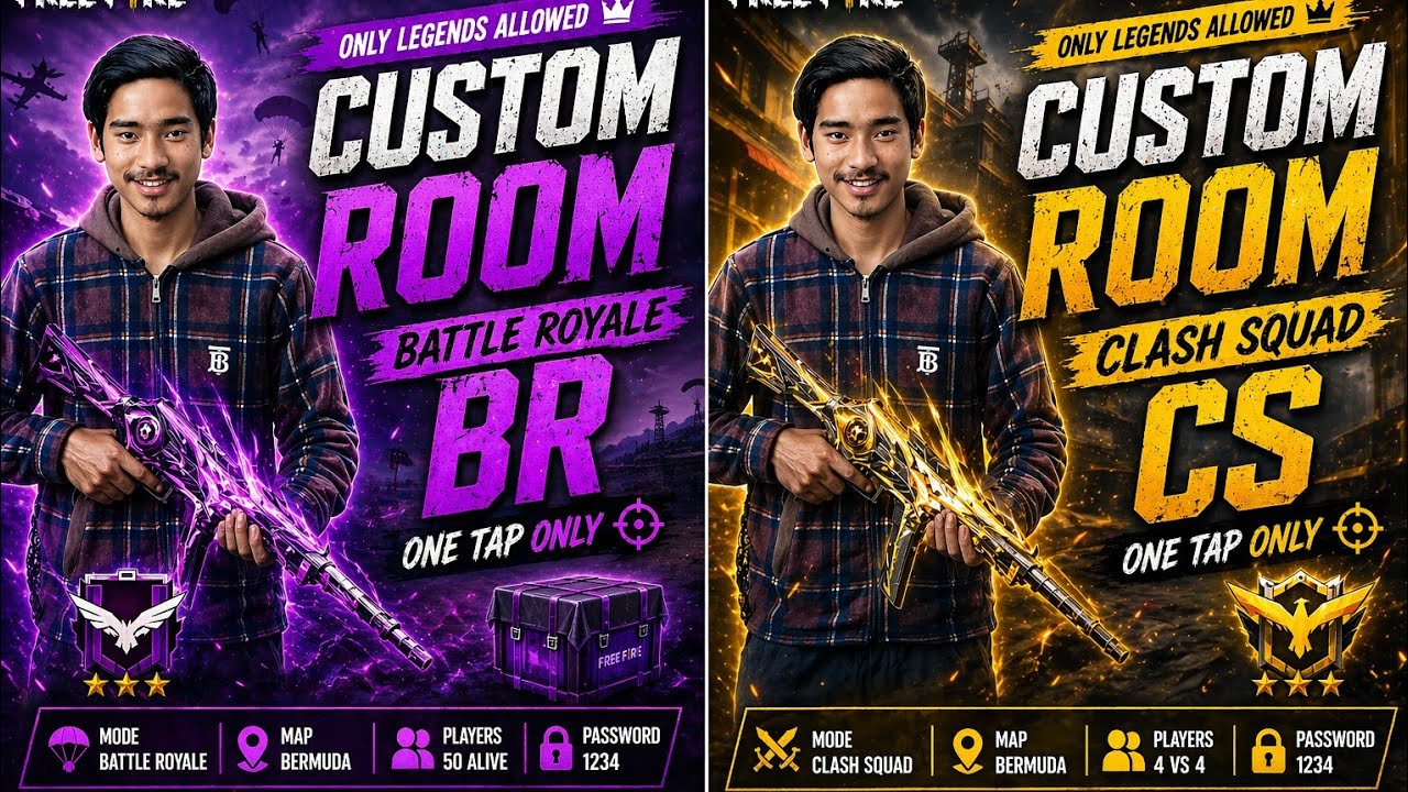 T.G Vikram FF is live #free fire custom room BR CS only legend - YouTube
