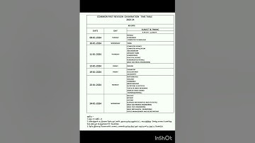 12th std First Revision Exam Time table Jan 2024