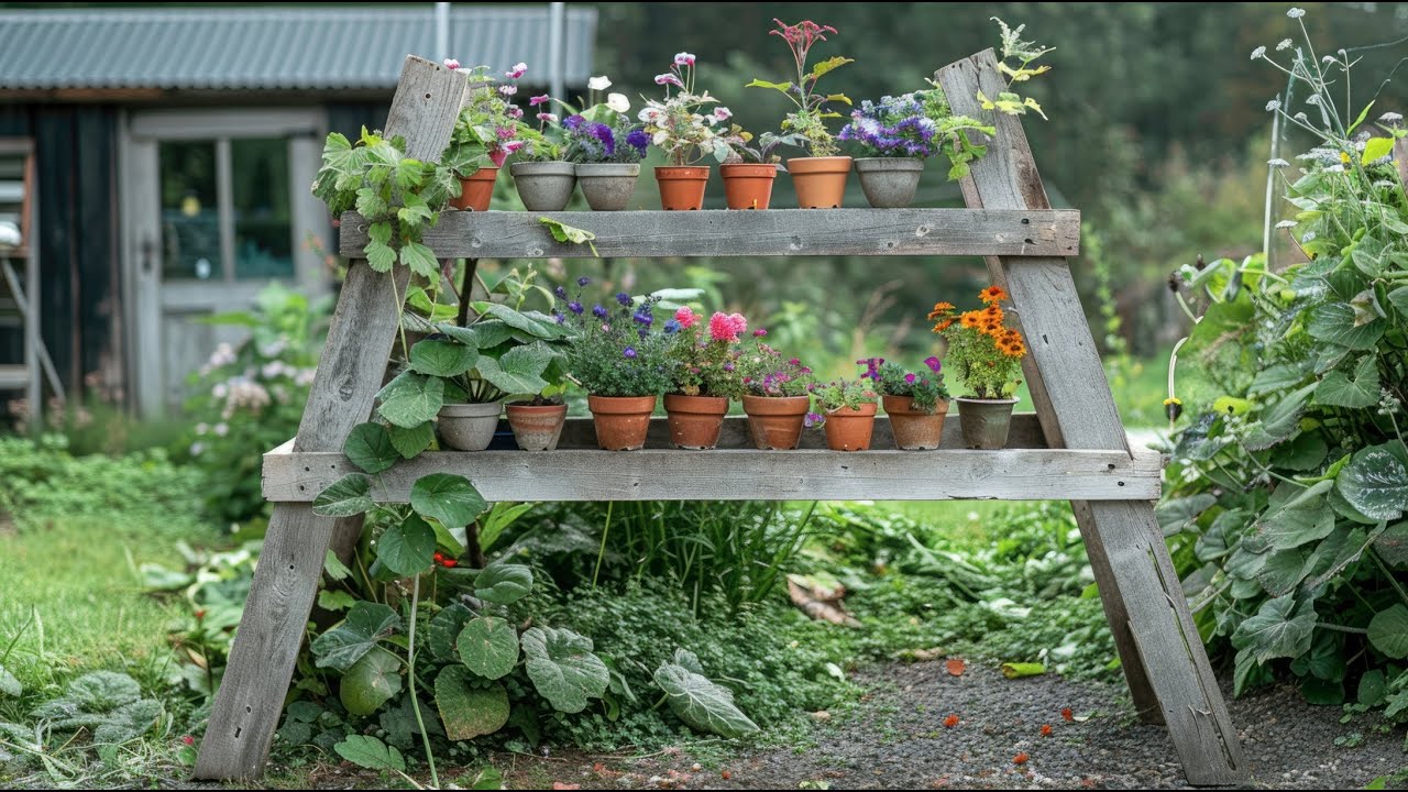 Rustic Farmhouse Backyard Garden with Charming Old-to-New Upcycled Decor