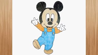 Baby Mickey  Mouse Drawing Easy | How To Draw Little Mickey Mouse