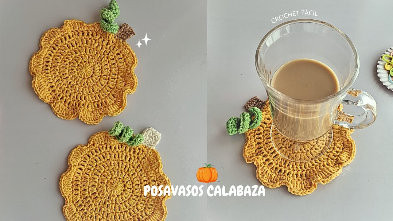 Como tejer un POSAVASOS de CALABAZA 🎃 a crochet 🧡 tutorial fácil