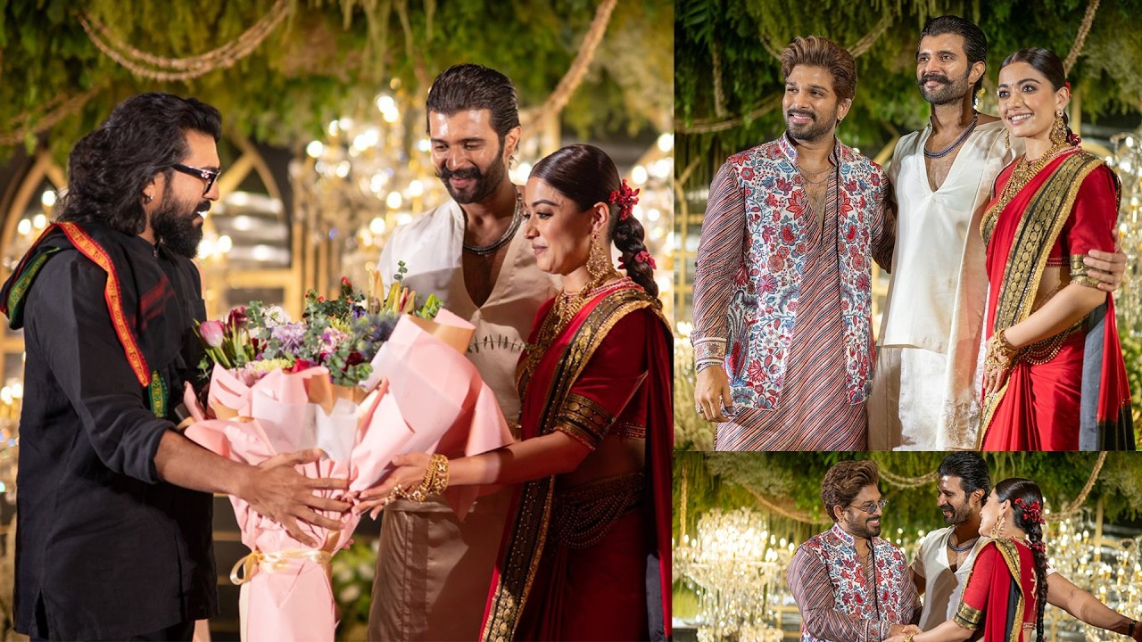 Ram Charan & Allu Arjun Cute Moments @ Vijay Deverakonda & Rashmika  Wedding Reception #virosh