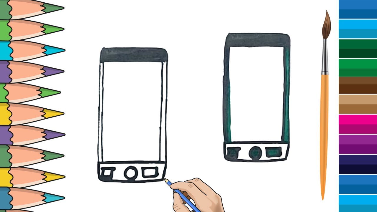 How To Draw A Cute Mobile, Drawing, Painting & Coloring For Kids and ...