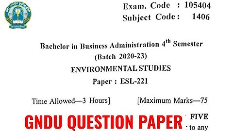 Gndu BBA 4th Semester Environmental Studies Question Paper | BBA 4th Semester EVS Question Paper