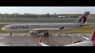Qatar Airways Airbus A330-302 A7-AEN with water - landing - Berlin Tegel