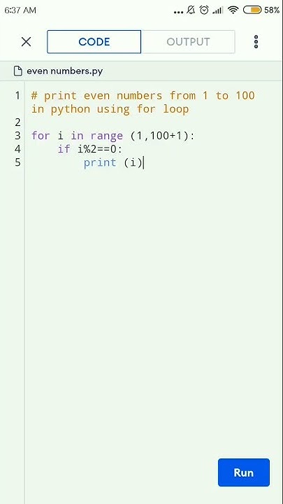 print even numbers from 1 to 100 in python using for loop. #shorts # ...