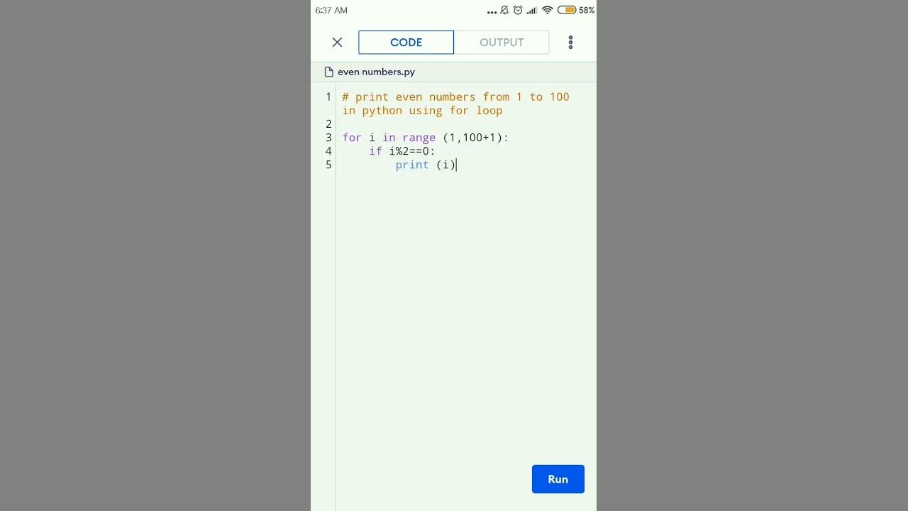 print even numbers from 1 to 100 in python using for loop. #shorts # ...