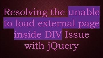 Resolving the unable to load external page inside DIV Issue with jQuery