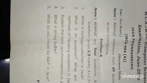 Java Programming Previous Paper  M.sc(Computer Science) 4th sem 2020 CCS UNIVERSITY