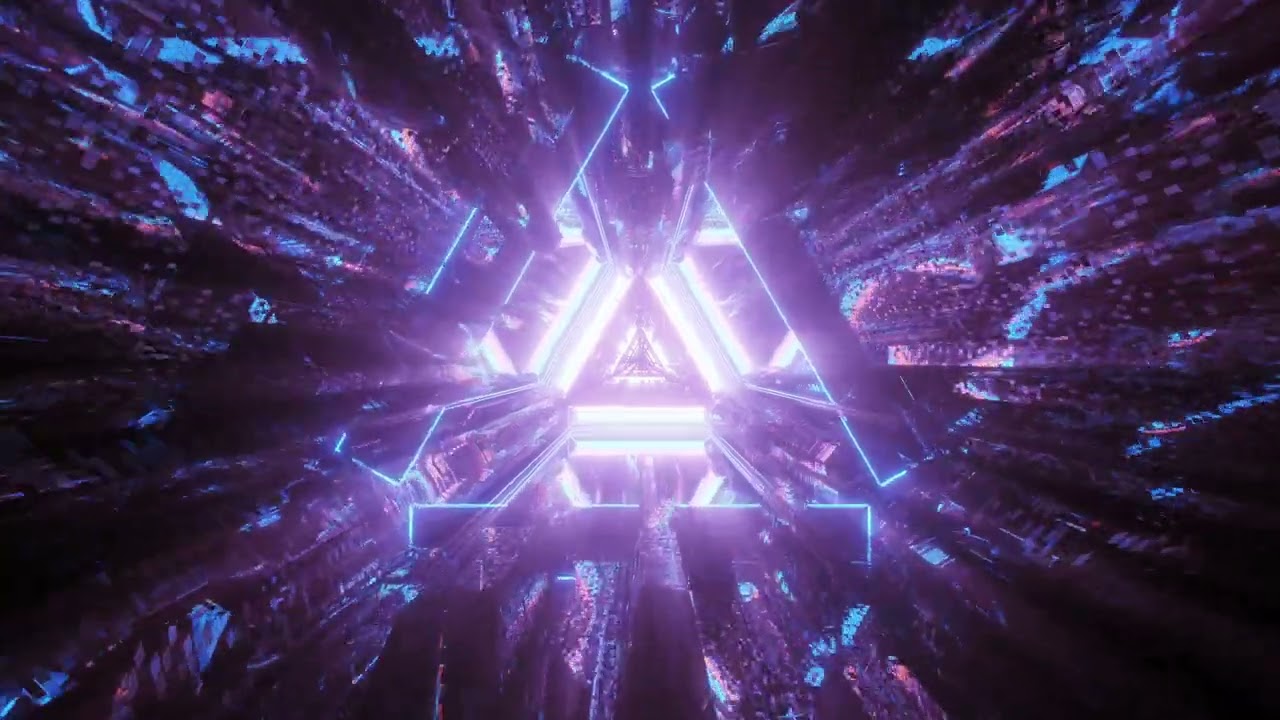 VJ LOOPS NEON 4K Abstract Background Video Colorful Triangle Tunnel Motion Screensaver No Copyright