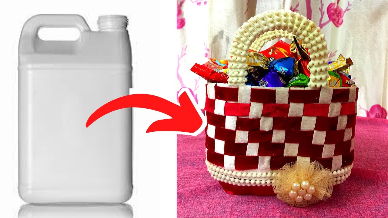 Knitted Basket out of Plastic Gallon bottle Recycle Plastic DIY