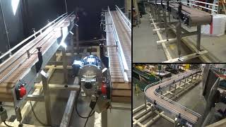 Custom Production Line Tabletop Tab Chain Conveyors with Adjustable Infeed Height Inclines - RCS