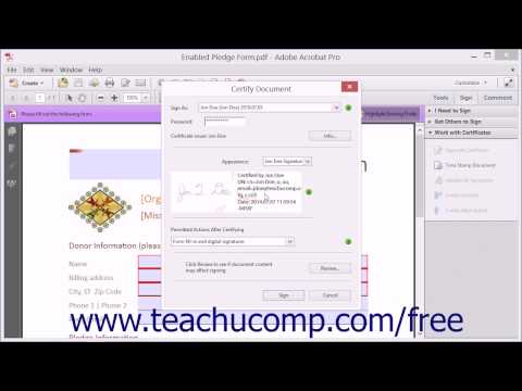 Certifying a PDF - Adobe Acrobat XI Training Tutorial Course