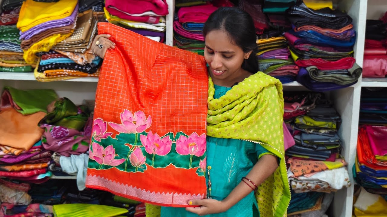 Mangalagiri pattu applique work sarees , Mangalagiri pattu dress materials 