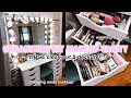 cleaning & organizing my makeup vanity! (declutter, organize, washing brushes, etc.)