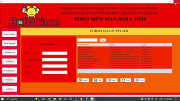 Simulasi Aplikasi SPK Pemilihan Supplier Dengan Metode SAW Berbasis Java Pada Toko Minuman Boba Time