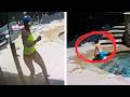 Boy in pool hears a rustling sound from the trees, mom looks behind then runs for her life
