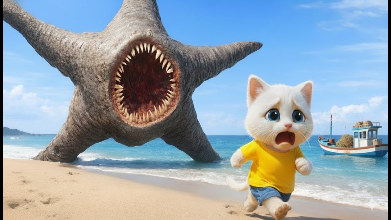 🙀🌊⭐ The kitten has trouble with a giant starfish 😱🐱 | Cat Story