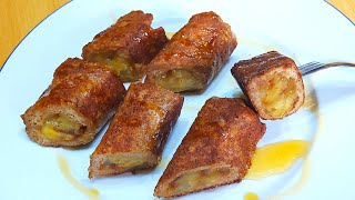 Banana toast rolls, simple, fast and delicious, can be used as a dessert for coffee time.