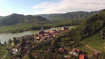 Flight of a Drone: TBS Discovery, FPV-flight,  Wachau near Duernstein (very windy!)