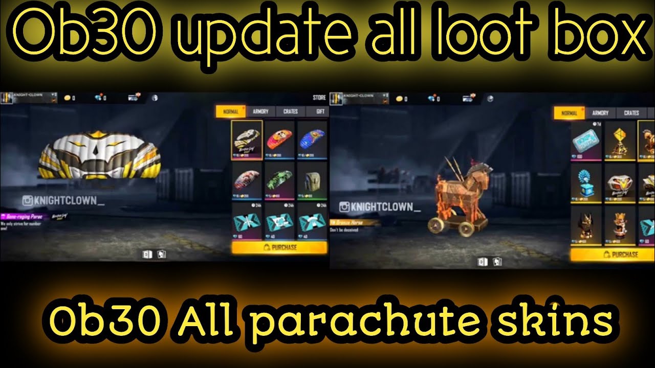 Ob30 update all loot box || ob30 update all parachute skins || ff Walid Saab