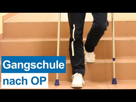 Treppensteigen mit Gehstützen nach Knie- oder Hüft-OP