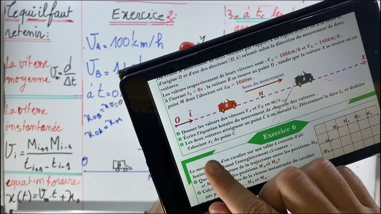 Exercice Nº2/TCS/LE MOUVEMENT /vecteur vitesse/vitesse moyenne/vitesse instantanée/équation horaire