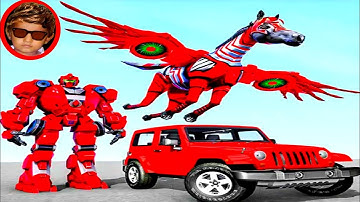 Flying Horse Robot Transformation: Jeep Robot  Wars Games 2021 - Android Gameplay