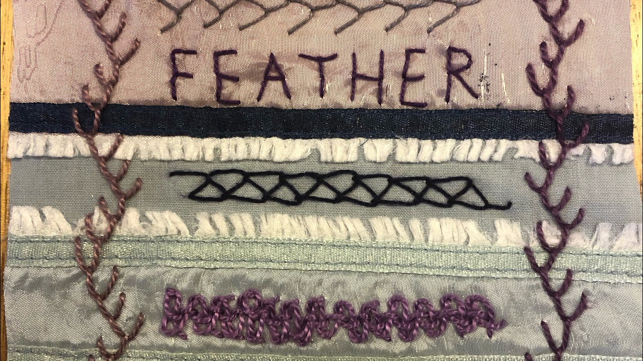 88. Spanish knotted feather stitch embroidery braided stitch