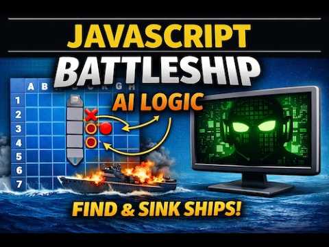 JavaScript Battleship Game with AI Logic | How the Computer Finds and Sinks Ships (Code Walkthrough)