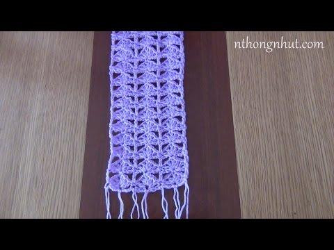 How to Crochet scarf tutorial (Engsub) I Móc khăn choàng cổ họa tiết rẻ quạt | Foci