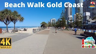 Sunny Day Beach Walk -  Gold Coast - Australia - Surfers Paradise 🏖️ [ 4K ]