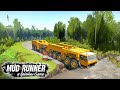 Spintires mudrunner liebherr truck drive in mud water 