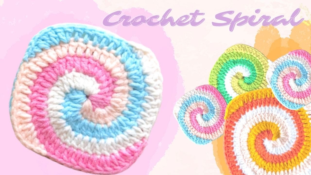 Hướng dẫn móc hình vuông họa tiết xoắn ốc cho người mới tập - Crochet spiral tutorial for beginners