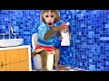 Monkey baby bon bon in the room cleaning challengeand goes to the toilet