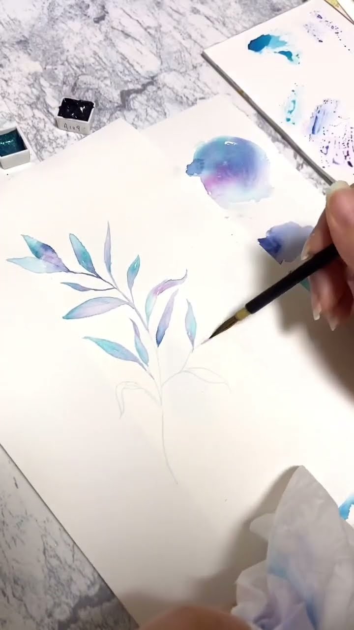 透明水彩で幻想的な葉っぱ描いてみた！ - YouTube